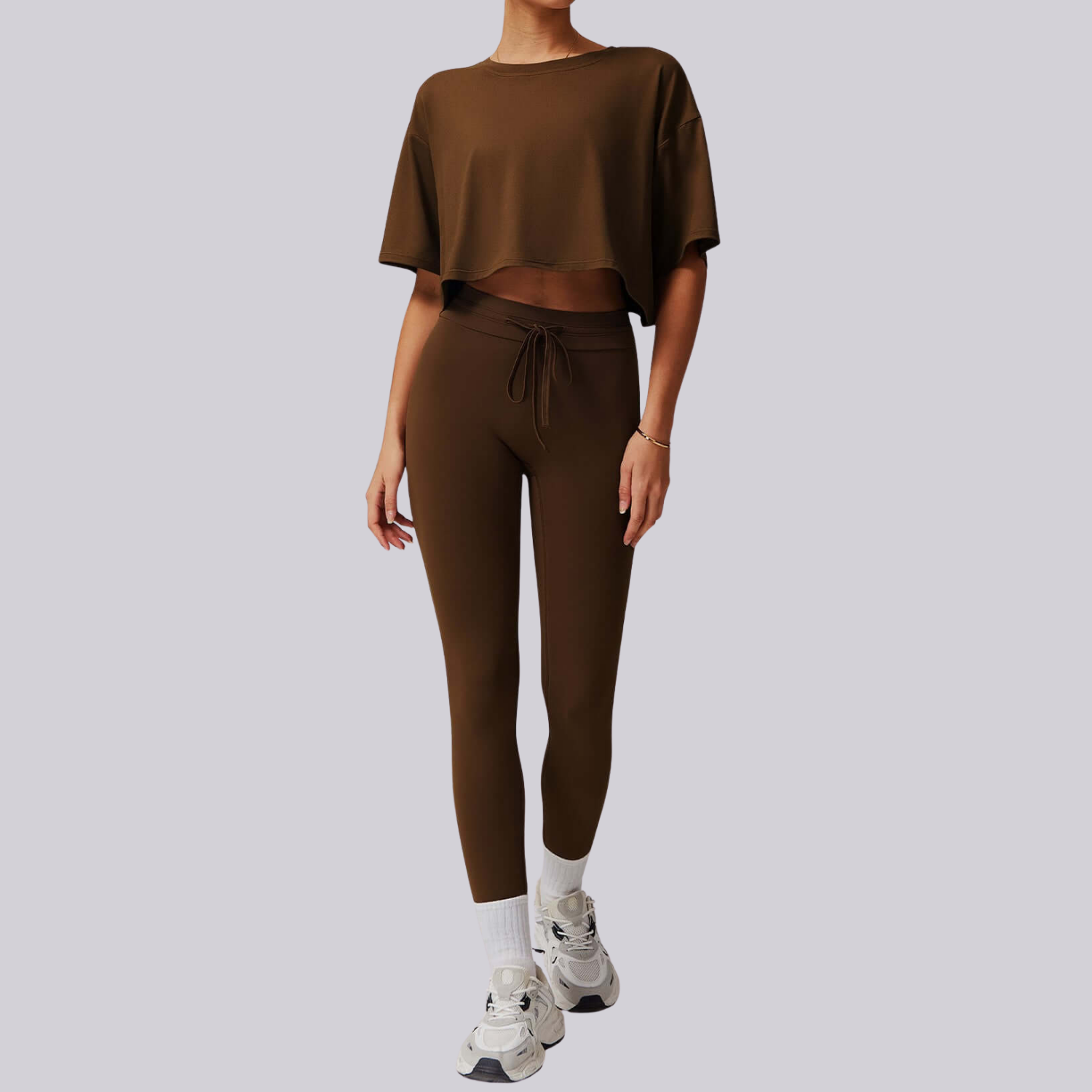 Kahverengi Crop Takım