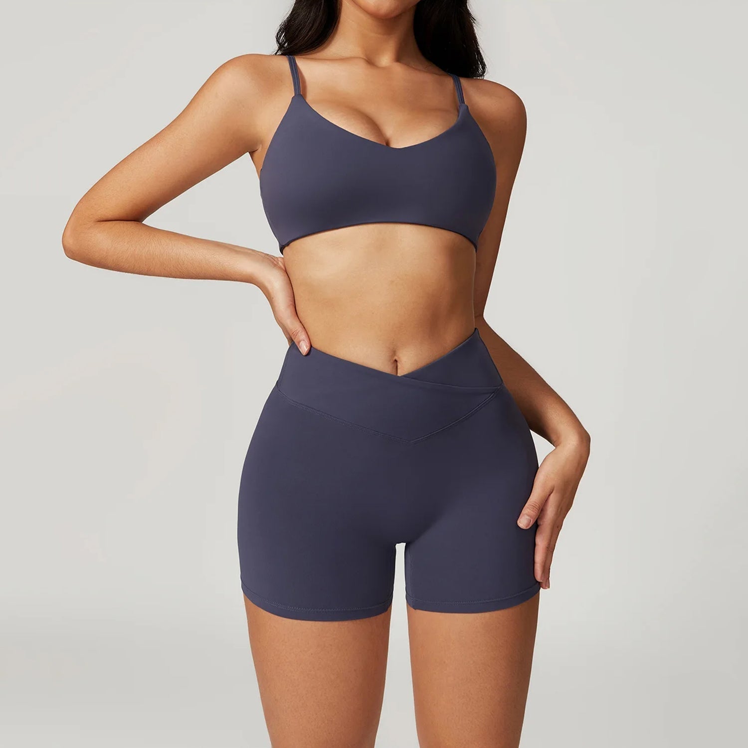 İnce Askılı Bra Çapraz Bel Büzgü Biker Takım