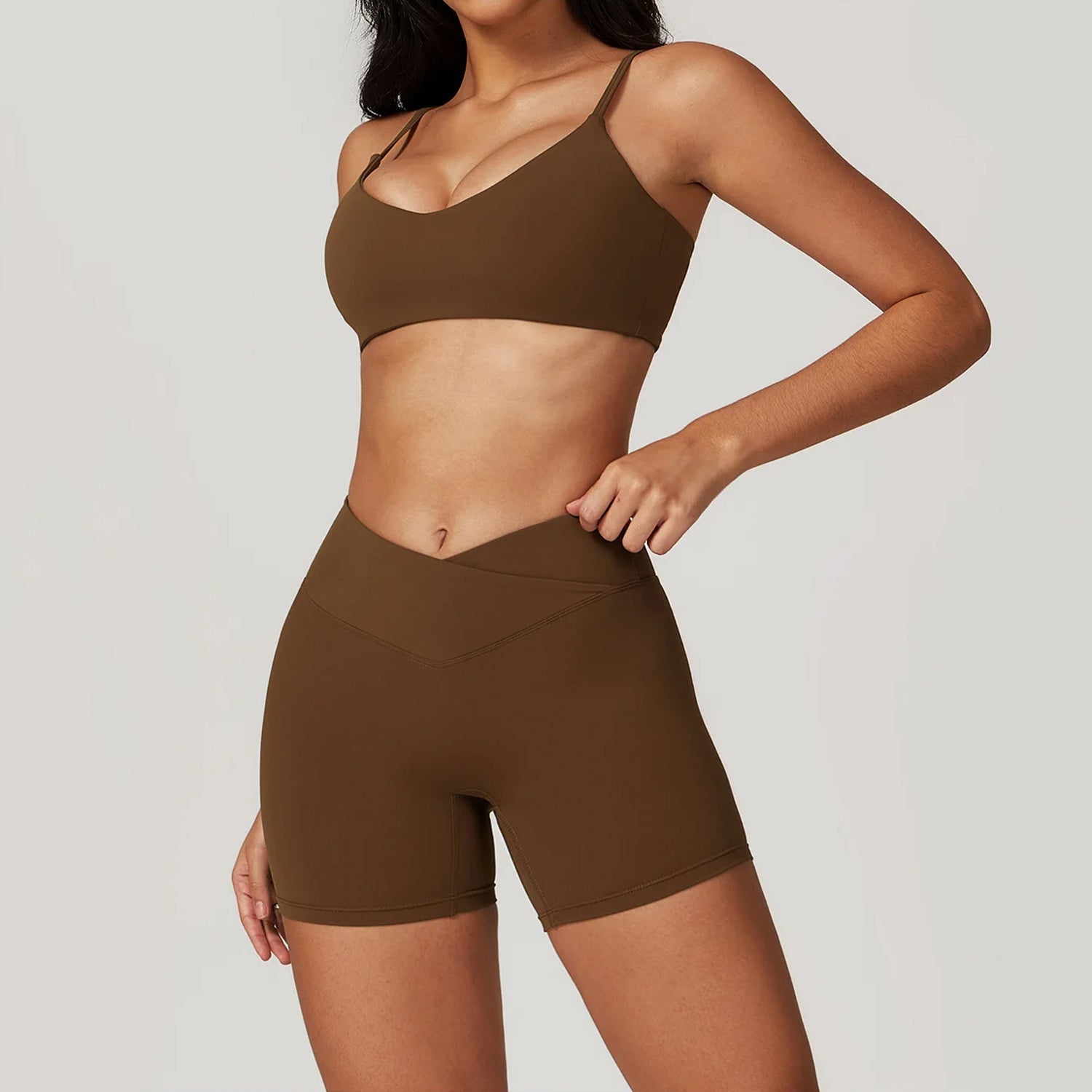 İnce Askılı Bra Çapraz Bel Büzgü Biker Takım