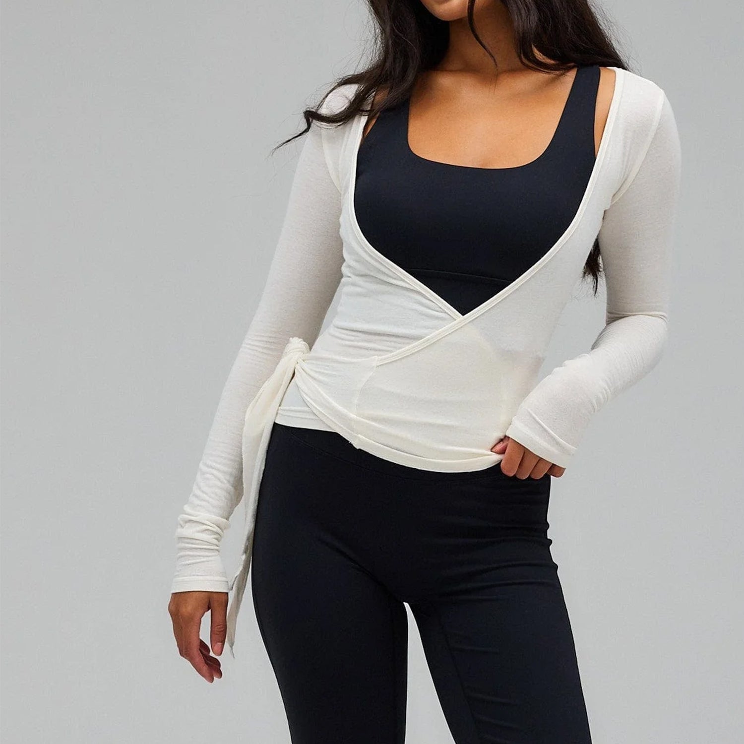 Belden Bağlamalı Kruvaze Balerin Bluz