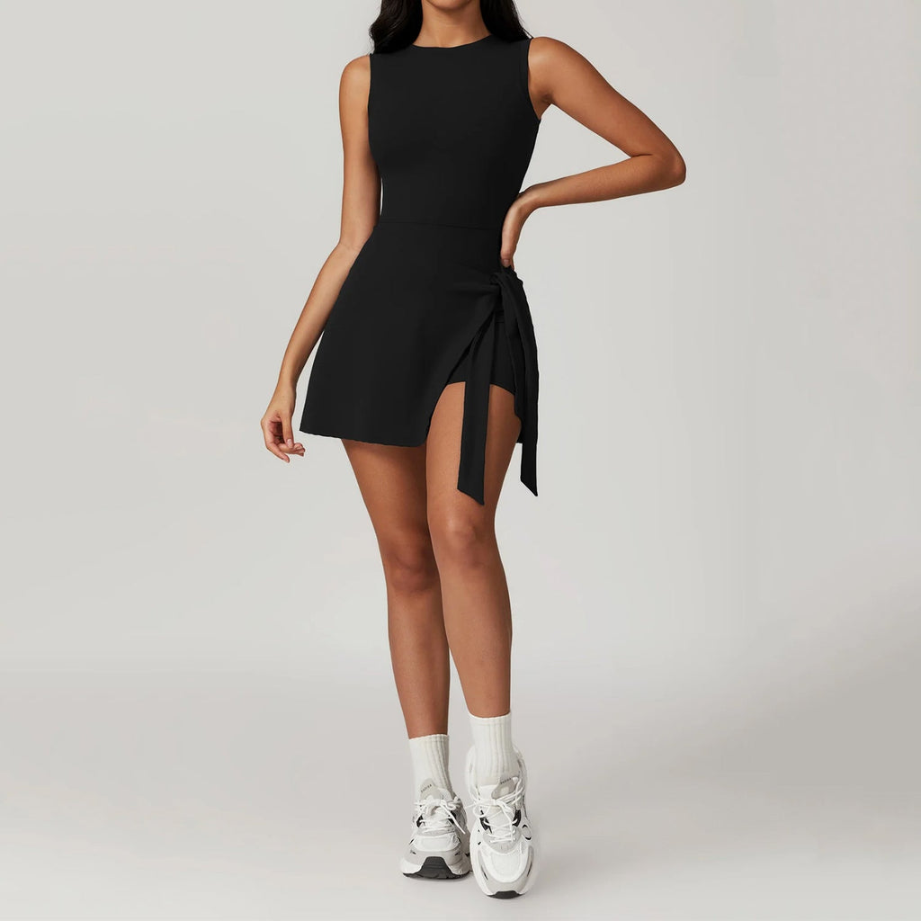 Belden Bağlama Detaylı Etek Tulum