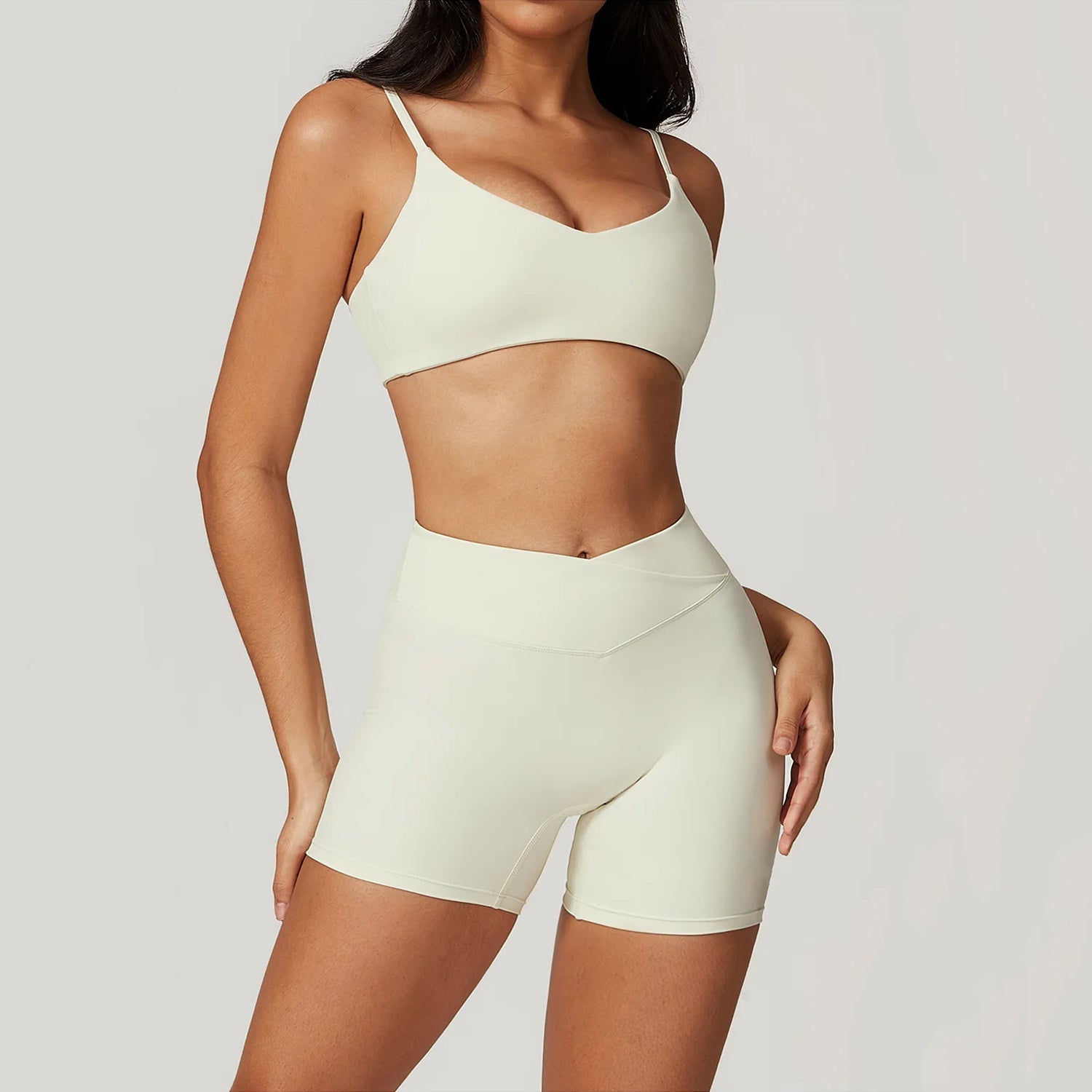 İnce Askılı Bra Çapraz Bel Büzgü Biker Takım