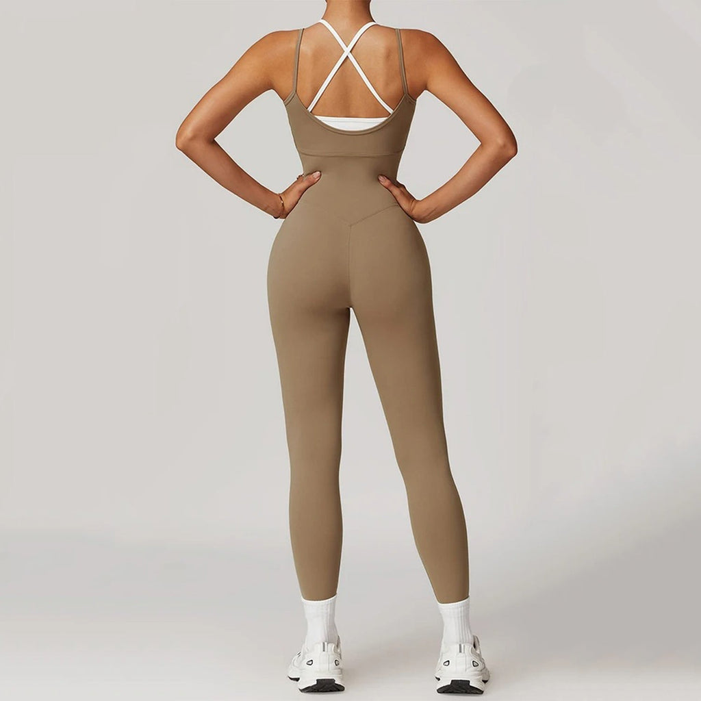 Beyaz Bra Detaylı İnce Askılı Tulum